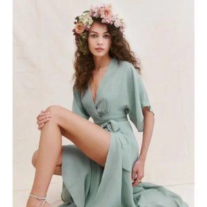 Reformation Blue High Low Flutter Sleeve Sundress